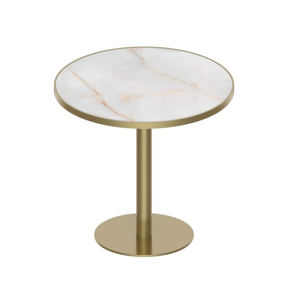 "31.5 in. W x 29.53 in. H Round 31.5"" Tulip Table, Faux Marble Surface, Metal Frame, Easy Assembly" price history on PriceWatchPro