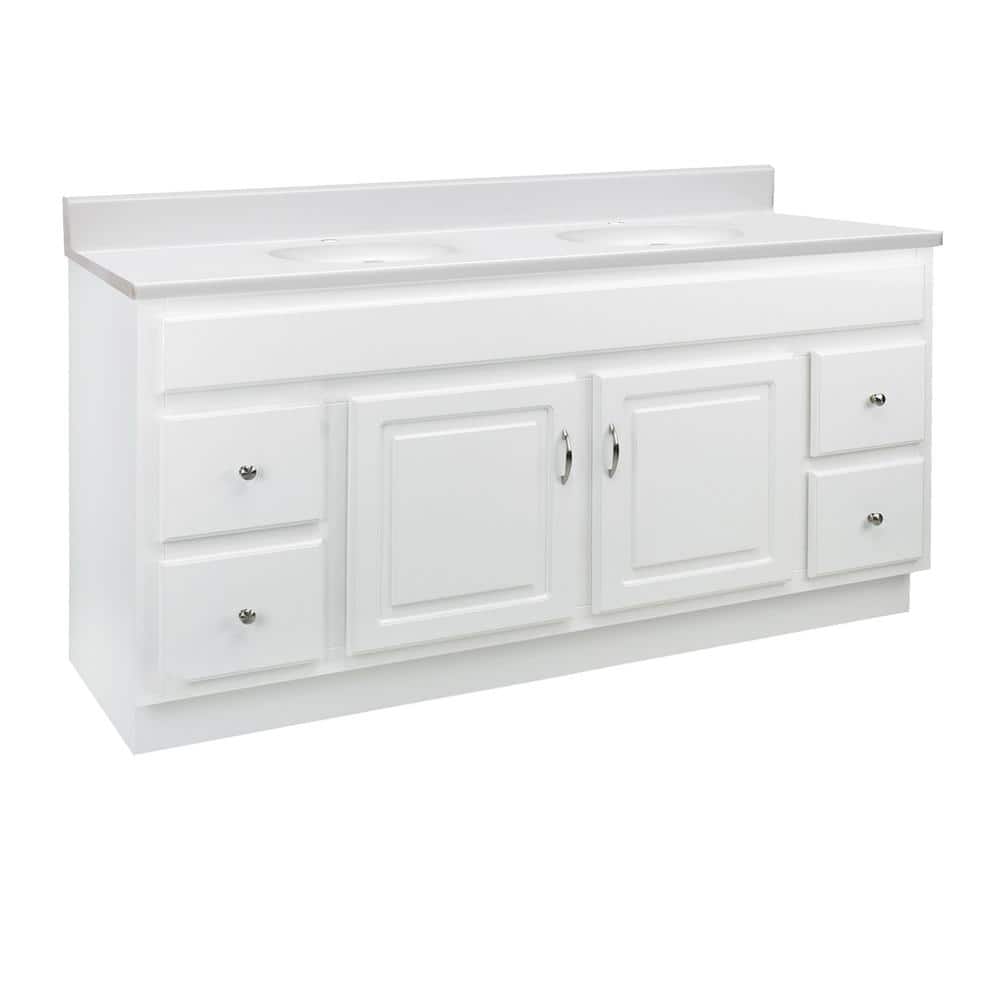 Concord Vanity in White with Solid White Cultured Marble Top, Fully Assembl