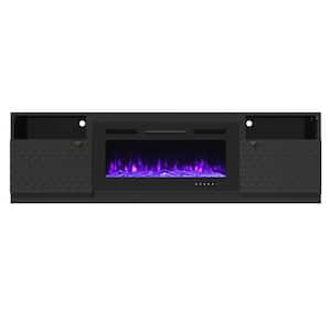 Black TV Stand Fits TVs up to 70 in. with Two of Shelves and 36 inch- Electric Fireplace