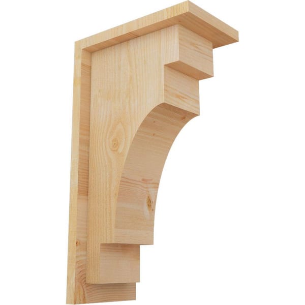 Ekena Millwork 6 in. x 10 in. x 18 in. Douglas Fir Mediterranean Rough Sawn Corbel with Backplate