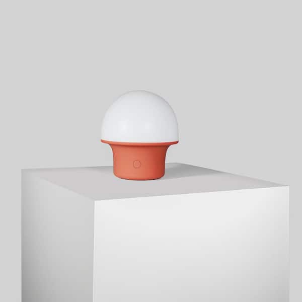 Portobello 6.6 in. Sleek Matte Red Modern Portable Indoor/Outdoor Integrated LED Bedside Table Lamp with Built-In Dimmer
