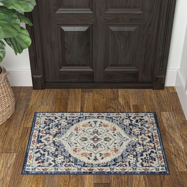 Tuscany Medallion Navy 2 ft. x 3 ft. Indoor Area Rug