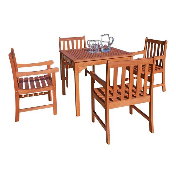 Vifah Malibu 5-Piece Wood Square Outdoor Dining Set
