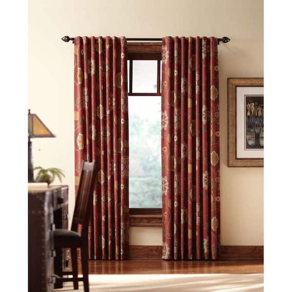 Home Decorators Collection Terracotta Floral Back Tab Room Darkening Curtain - 54 in. W x 84 in. L