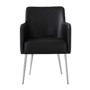 Capelli Black/Chrome PU Leather Metal Leg Dining Chair (Set of 2)