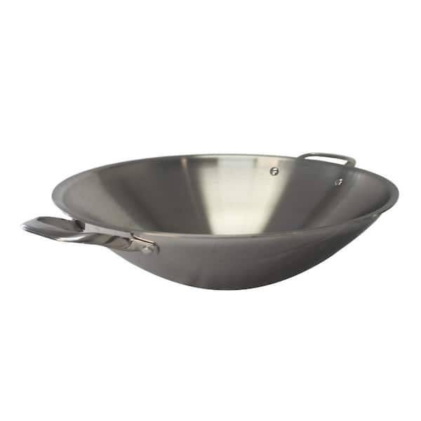 Spt 16 5 In Stainless Steel Wok With Lid Induction Ready Sl Pa400a The Home Depot