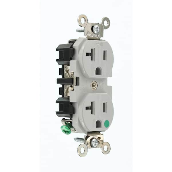 20 Amp 125 V Hospital Grade Duplex Outlet/Receptacle, Gray (1-Pack) 8300-GY