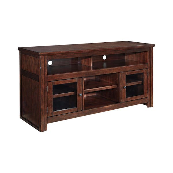 Benjara 60 in. Brown Composite TV Stand Fits TVs Up to 40 in. with Storage Doors