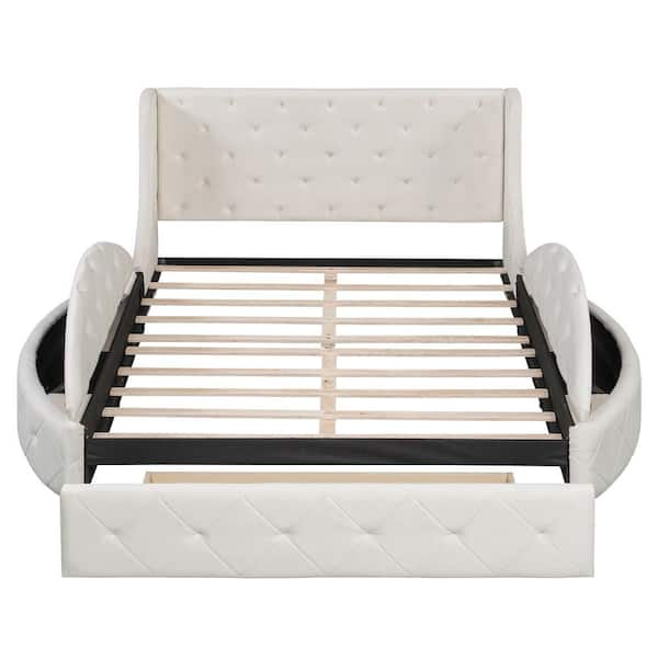 Wadhamさま専用 Harper & Bright Designs Beige Wood Frame Queen Upholstered