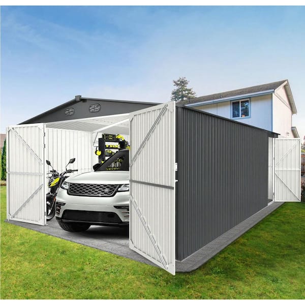 13 ft. W x 20 ft. D Metal Outdoor Storage Garage Shed with 2 Doors and 4 Vents for Car, Truck, Bike, Tool (260 sq. ft.)