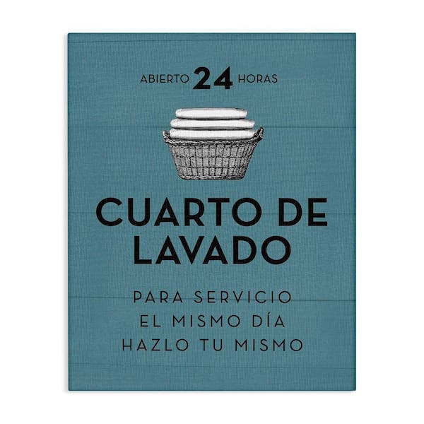 Stupell Industries Vintage Laundry Ad Blue by Lettered and Lined Gallery Wrapped Unframed Typography Graphic Art Print 40 in. x 30 in.