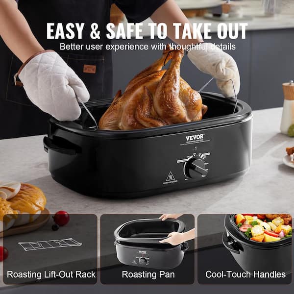 VEVOR Electric Roaster Oven 20 qt. Turkey Roaster Oven Slow Cookers 1450 Watt with Defrost Warm Function Up to 24 lbs. KJL20QTHSJSBA6C8CV1 The Home Depot