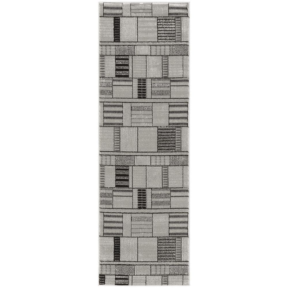 Nordic Black Grey 2 ft. x 6 ft. Geometric Contemporary Runner Area Rug price history on PriceWatchPro