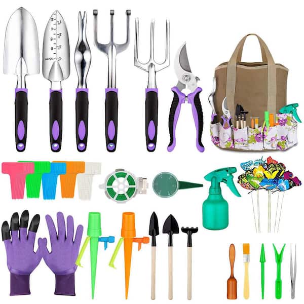 83-Piece Garden Tool Set Heavy Duty Aluminum Ergonomic Non-Slip Handle Succulent Tools Storage Tote Bag Gift