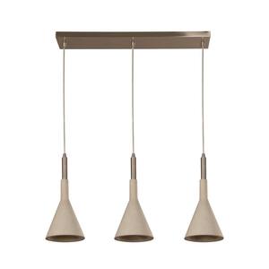 Ciment 3-Lights Satin Nickel and Cement Pendant Fixture