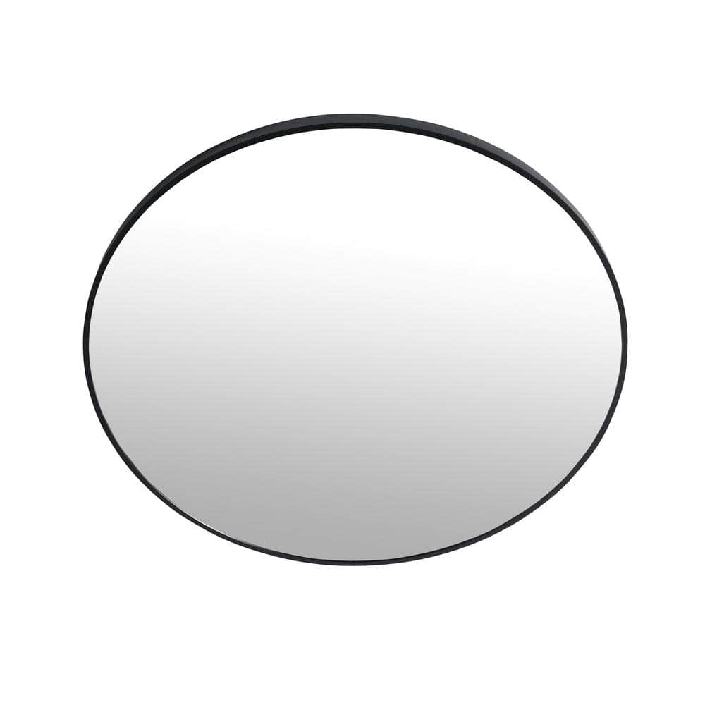 UKISHIRO 32 in. W x 32 in. H Modern Round Black Aluminum Framed Wall Bathroom Vanity Mirror in