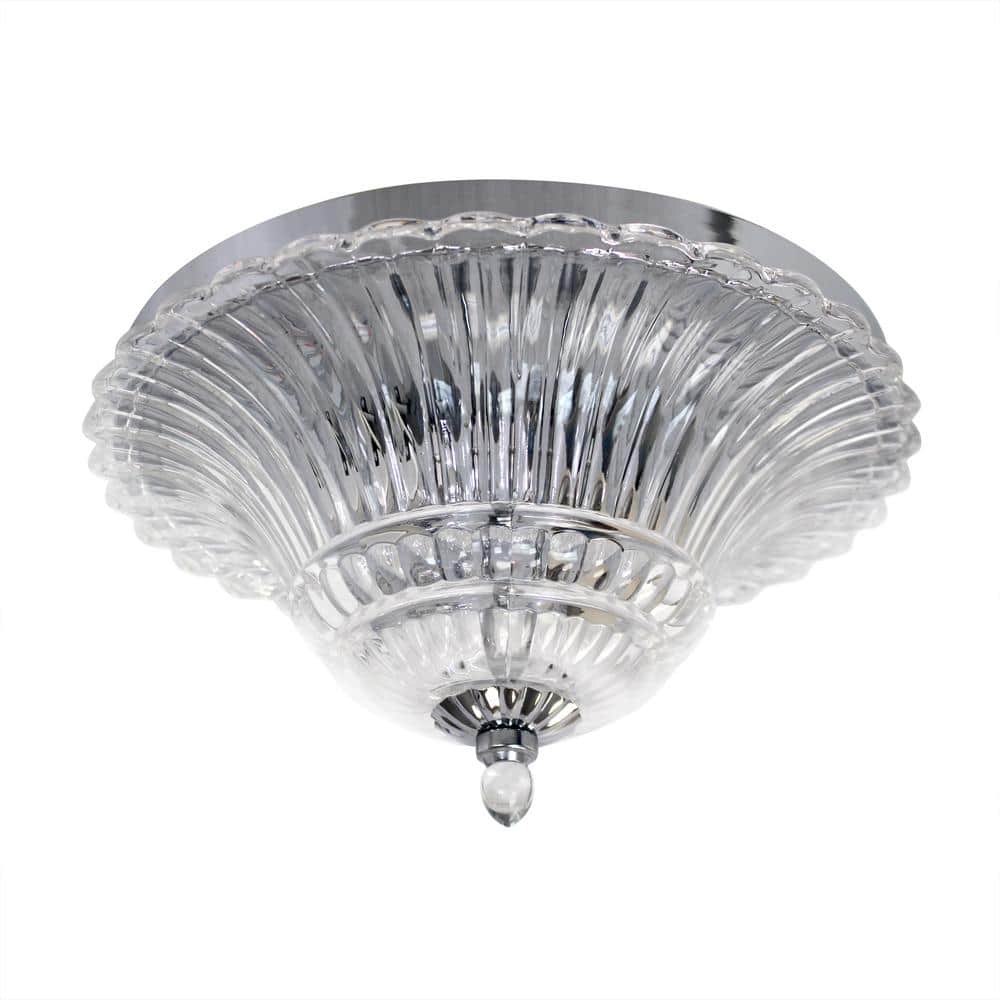 Glacier Petal 14" Glass Ceiling Light with Chrome Finish