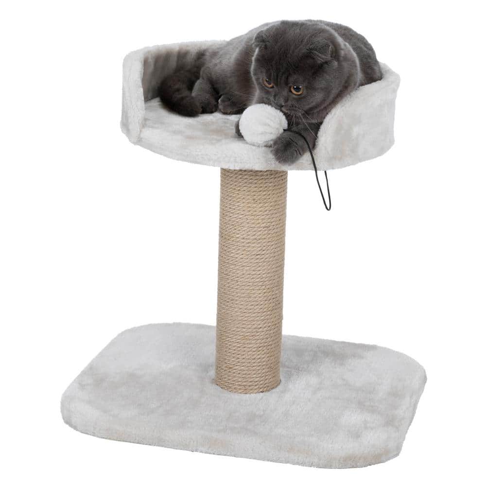Mica 18-Inch Light Gray Sisal Cat Scratching Post with Plush Platform