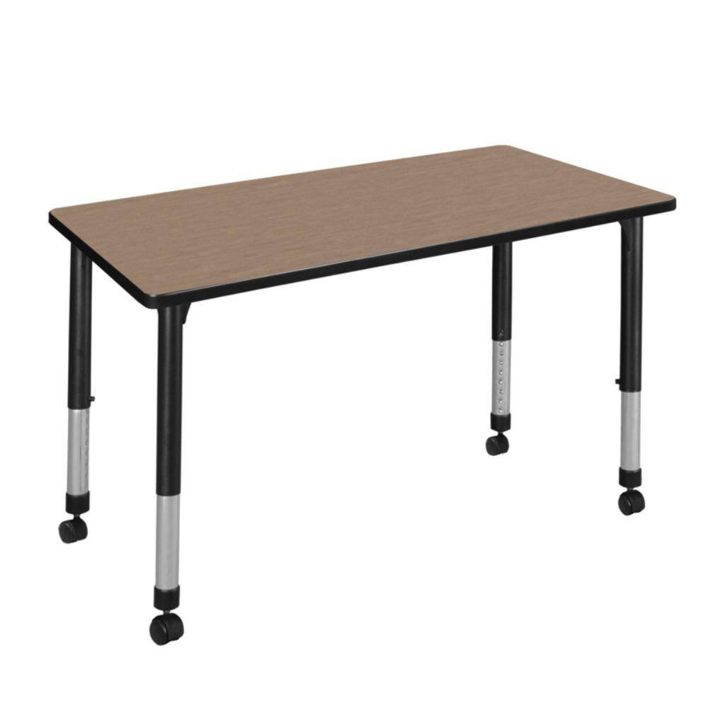 Kee 42 in. x 30 in. Noble Oak Height Adjustable Mobile Classroom Activity Table Desk with Black Base price history on PriceWatchPro