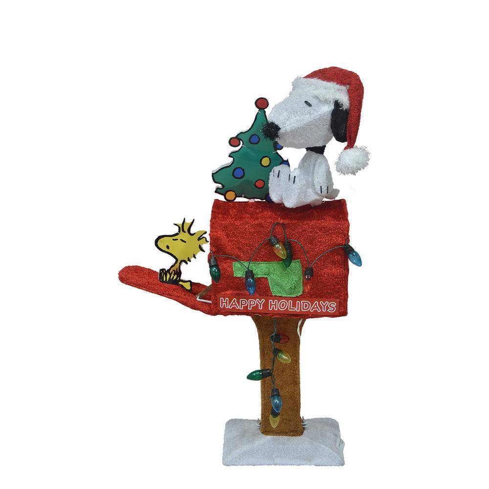 32 in. Peanuts 3D Pre-Lit Led Yard Art Snoopy W/Tree On Mailbox