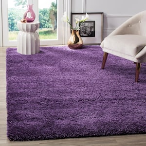 Milan Shag 7 ft. x 7 ft. Purple Square Solid Area Rug