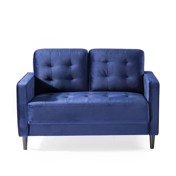 Zinus Benton 53 in. Navy Upholstered Velvet 2-Seat Loveseat