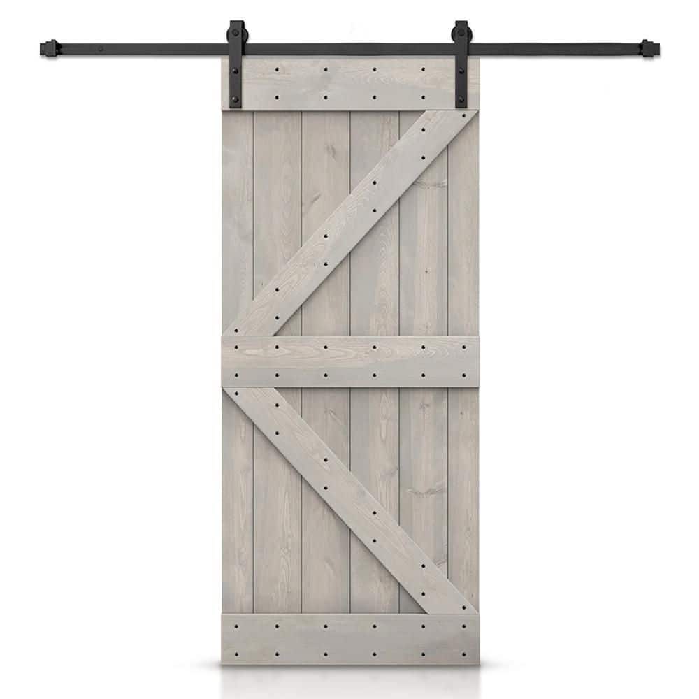 26 in. x 80 in. K Series Solid Core Silver Gray Stained DIY Wood Interior Sliding Barn Door with Hardware Kit price history on PriceWatchPro