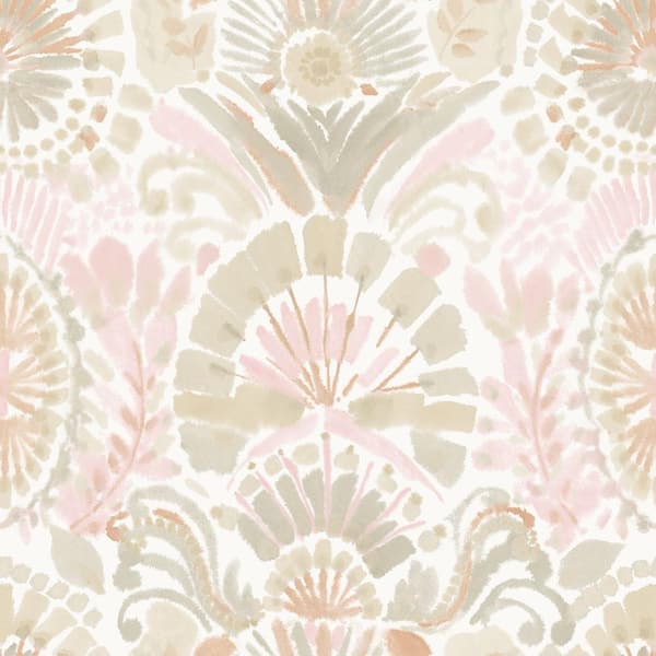 Wandering Rose Pink Bohemia Vinyl Peel and Stick Wallpaper Roll (Covers 56 sq. ft. )