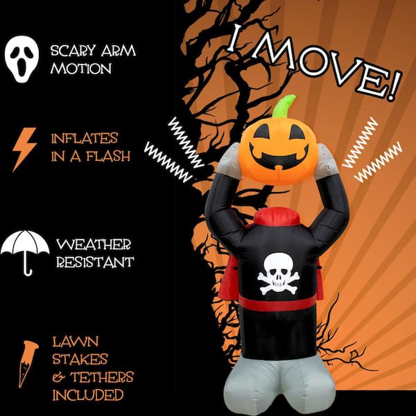 Haunted Hill Farm 6 Ft Pumpkin Halloween Inflatable With Lights Hhfinpump06 1la The Home Depot