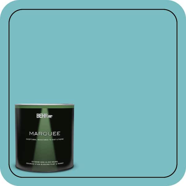 BEHR MARQUEE 1 qt. #M460-4 Pure Turquoise Semi-Gloss Enamel Exterior Paint & Primer