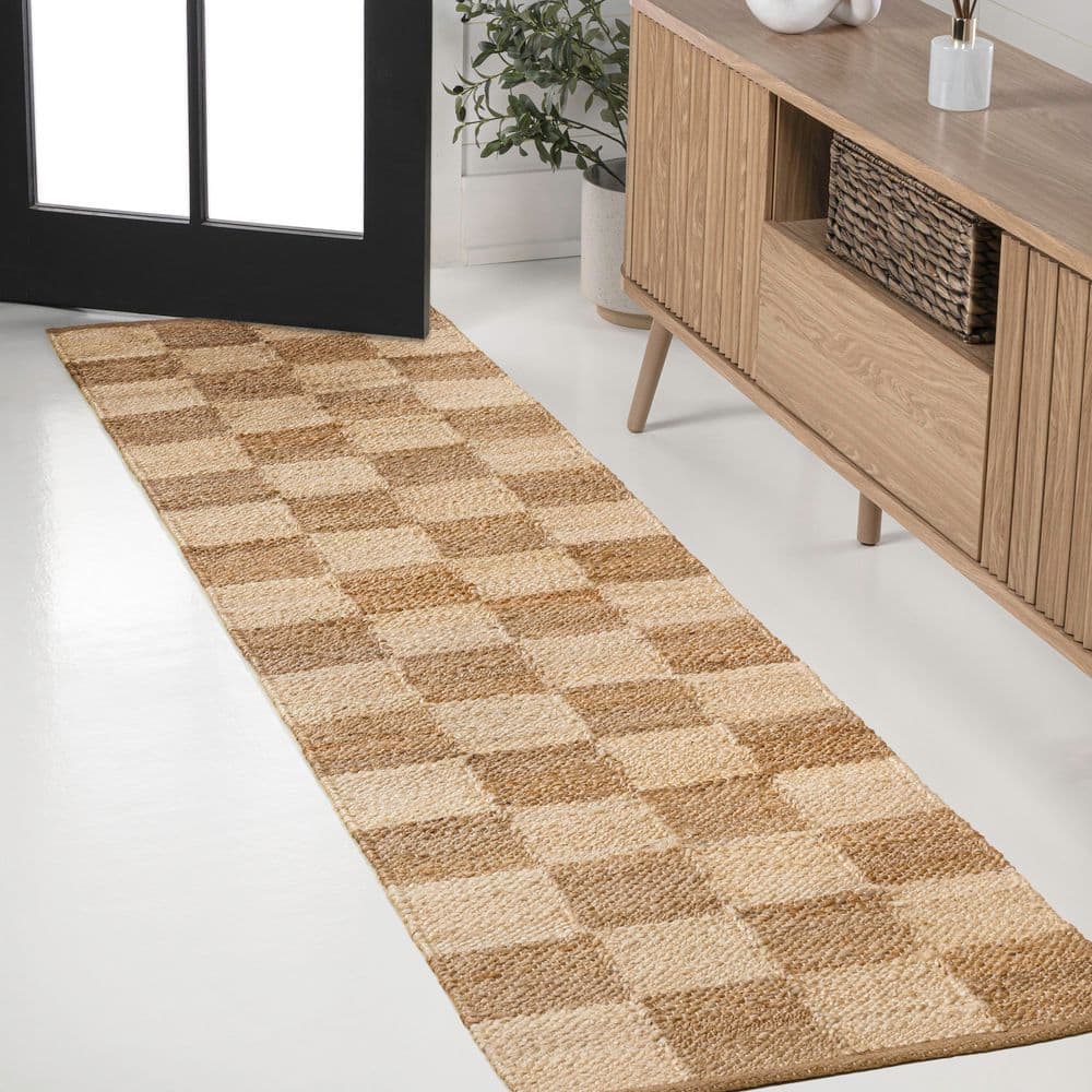 JONATHAN Y Theo Modern Farmhouse Woven Jute Checkerboard Natural/Bleach ...