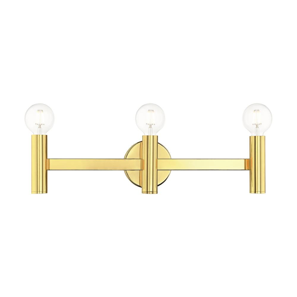 Polished Brass 3-Light Vanity with Steel Frame