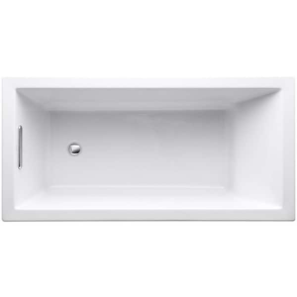 Underscore 60 in. x 30 in. Rectangular Soaking Bathtub with Reversible Drain in White