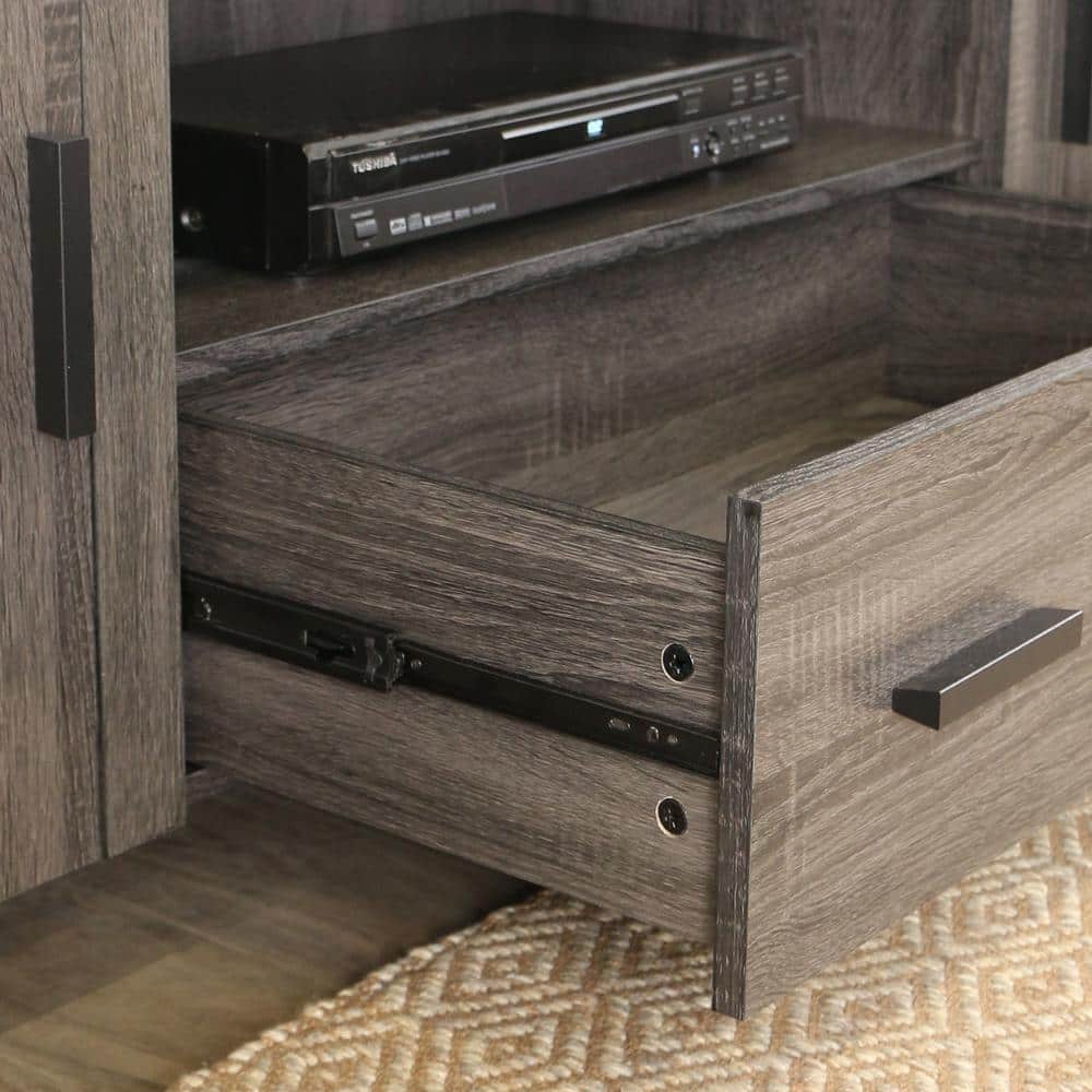 Gray Charcoal 60" Industrial Wood TV Stand with Cabinets