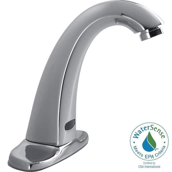Delta Commercial Battery-Powered Single Hole Touchless Bathroom Faucet with H2Optics Technology in Chrome