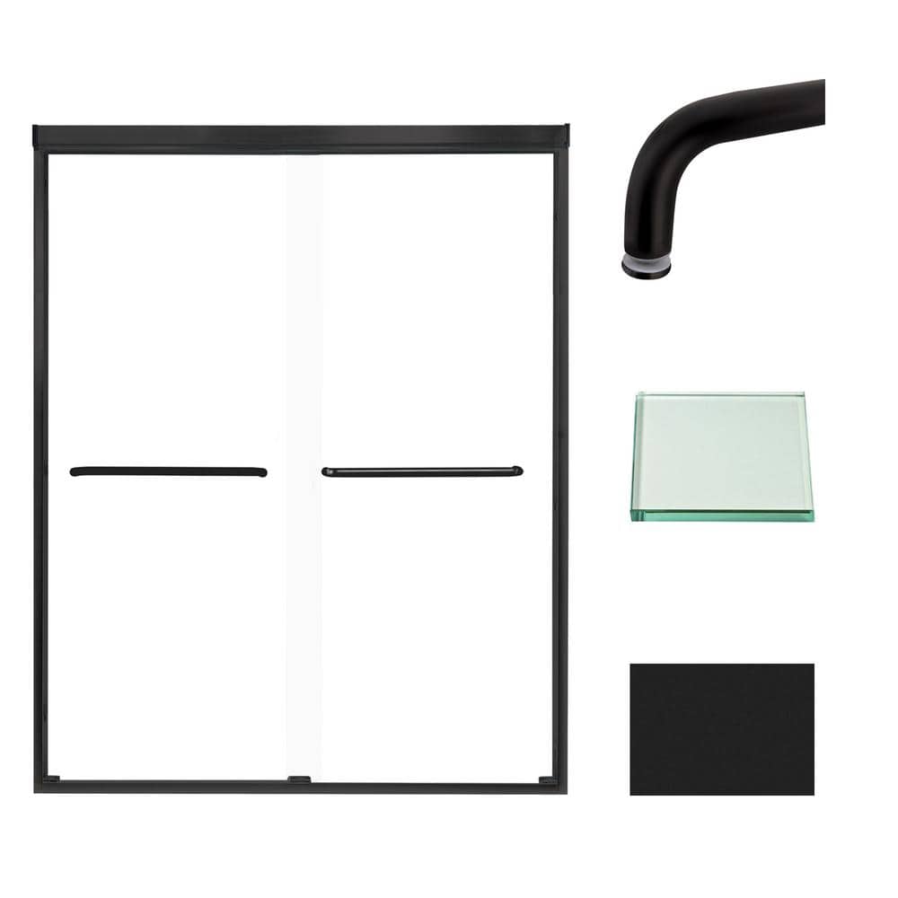 Cara 59 in. W x 76 in. H Sliding Semi-Frameless Shower Door in Matte Black with Clear Glass price history on PriceWatchPro
