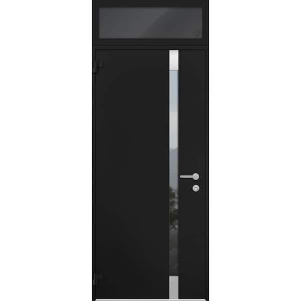 VDOMDOORS 6777 32 in. x 96 in. Left Hand/Outswing Tinted Glass Black Enamel Steel Prehung Front Door with Hardware