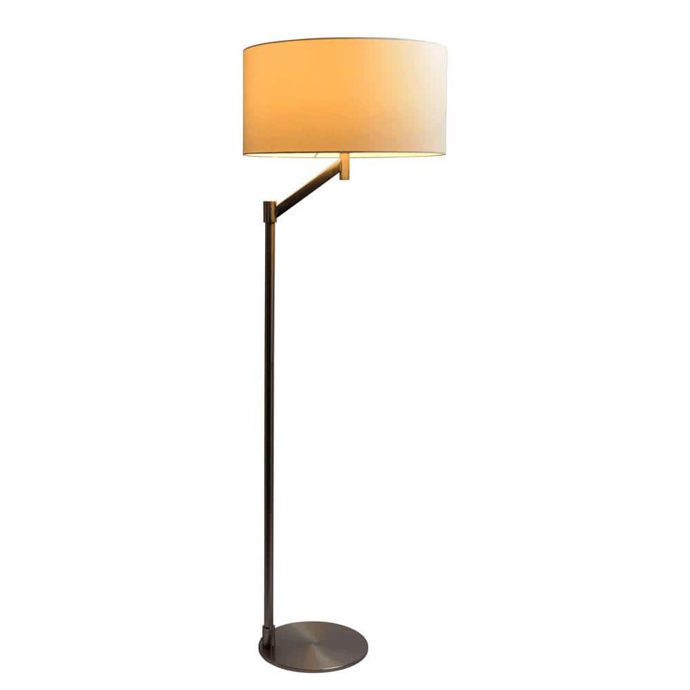 61 in. Brushed Nickel Modern 1-Light Dimmable Standard Floor Lamp for Living Room with White Linen Drum Shade price history on PriceWatchPro