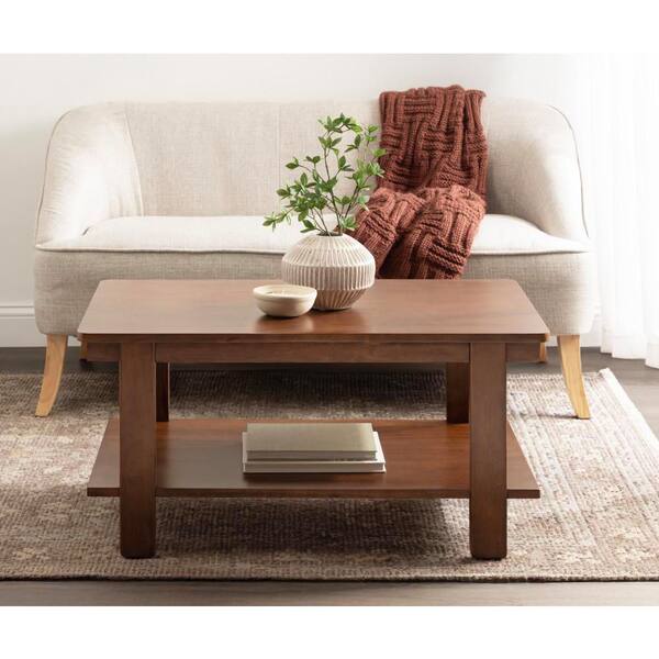 Kate and Laurel Foxford 36 in. Walnut Brown Rectangle Wood Coffee