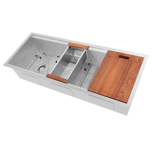 Garmisch DuraSnow 19g Stainless Steel 43" Single Bowl Undermount Kitchen Sink with Accessories