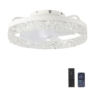 16 in. Indoor White LED Integrated Crystal Ceiling Fan with Light and Remote