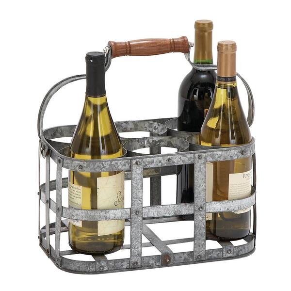 Litton Lane 6 Bottle Silver Metal Wine Holder