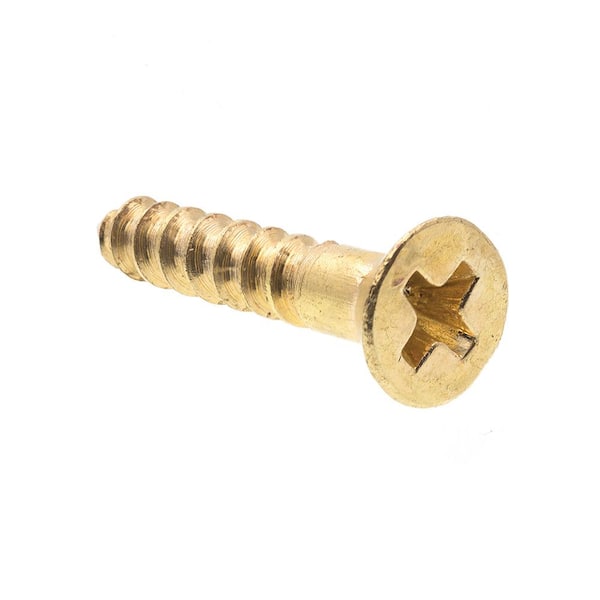 Prime-Line #4 x 5/8 in. Solid Brass Phillips Drive Flat Head Wood Screws (25-Pack)