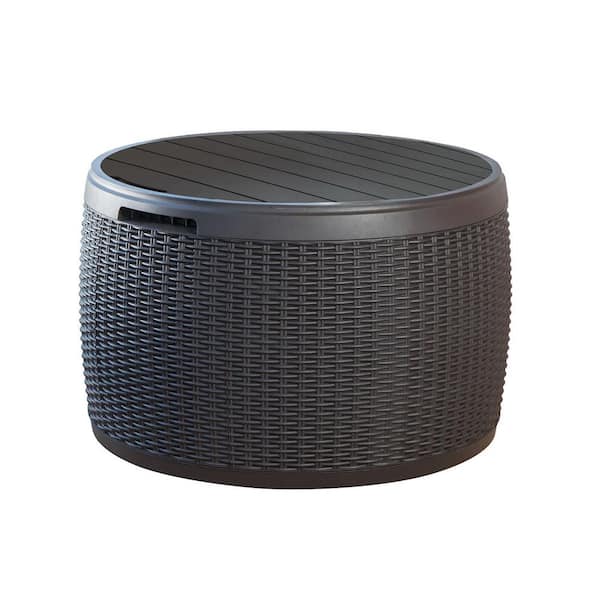 Circa 37 Gal. Deck Box Compact Durable Resin Plastic Grey Outdoor Storage for Patio Lawn and Garden