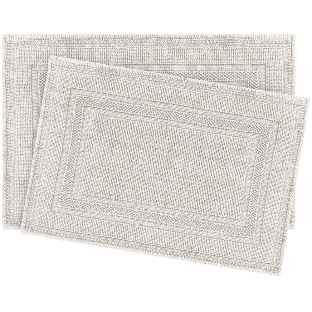 Saffron Fabs Regency 36 in. x 24 in. Cotton Latex Spray Non-Skid Backing  White Textured Border Machine Washable Bath Rug SFBR1006 - The Home Depot