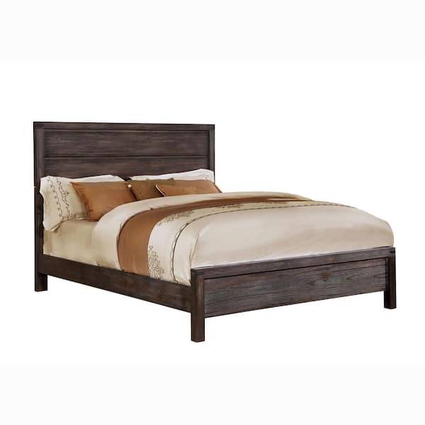 Furniture of America Bungalow Wire-Brushed Rustic Brown Wood Queen Panel Bed