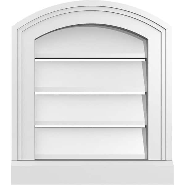 Ekena Millwork 14 in. x 14 in. Arch Top Surface Mount PVC Gable Vent: Decorative with Brickmould Sill Frame