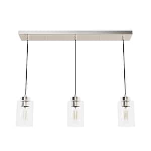 Hartland 3-Light Brushed Nickel Island Chandelier with Clear Seeded Glass Shades