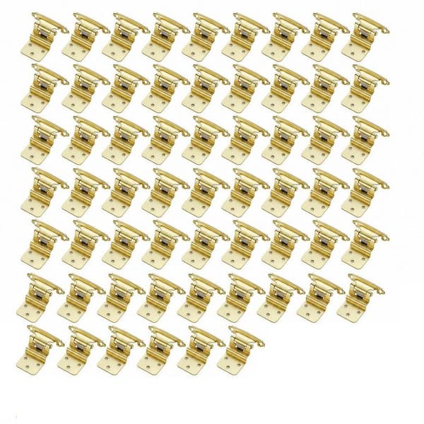 60-Pack (30 Pairs) 3/8 in. Inset Gold Self Closing Cabinet Hinges with Door Bumpers and Screws