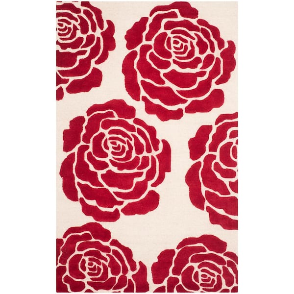 SAFAVIEH Cambridge Ivory/Red 4 ft. x 6 ft. Floral Area Rug